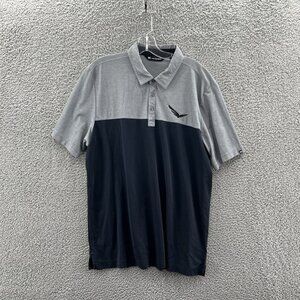 Travis Mathews Golf Polo Mens XL Short Sleeve Pima Cotton Blend Black Gray